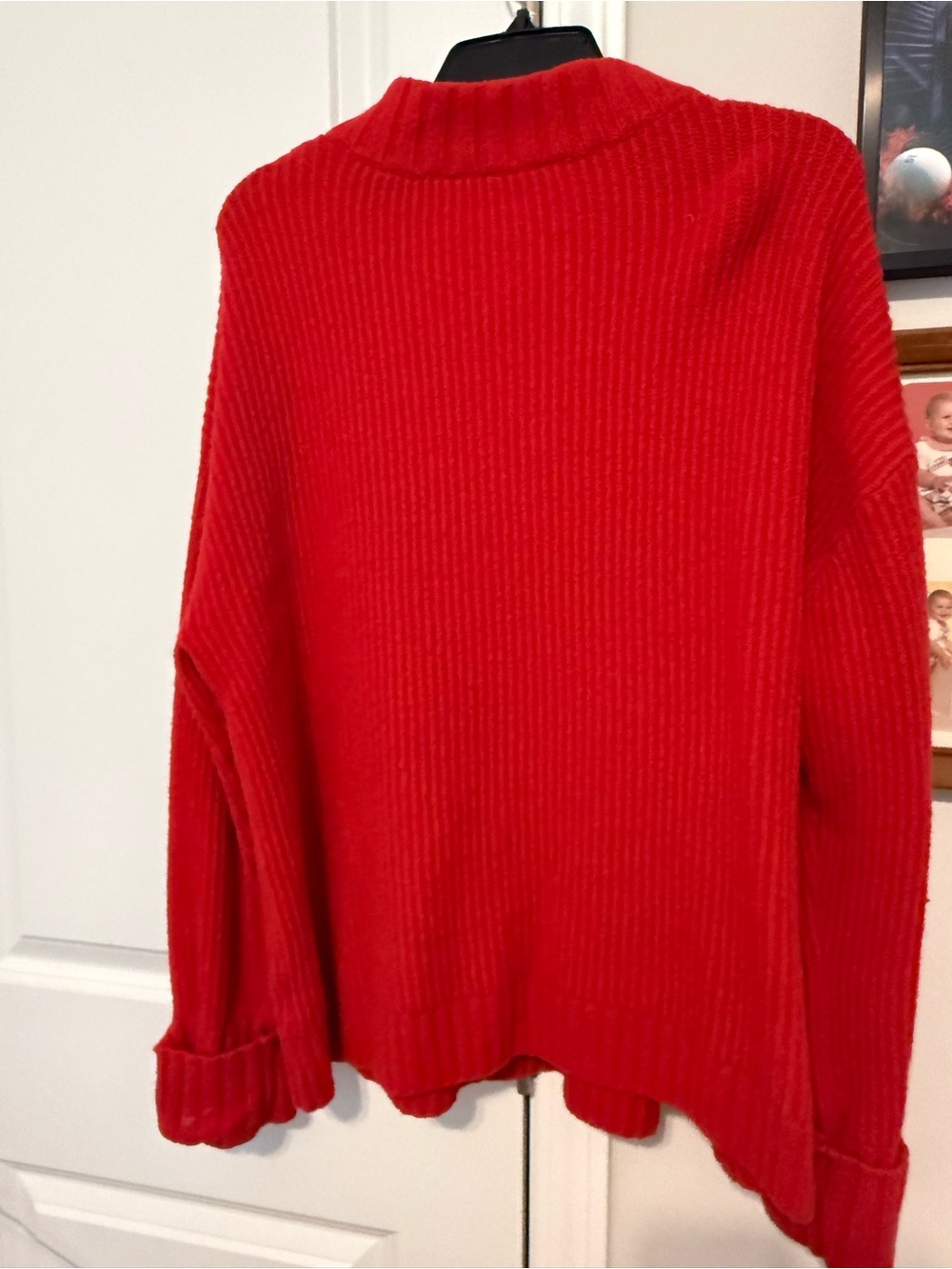 Talbots Red Ribbed Button-Placket Sweater - Picture 2 of 3